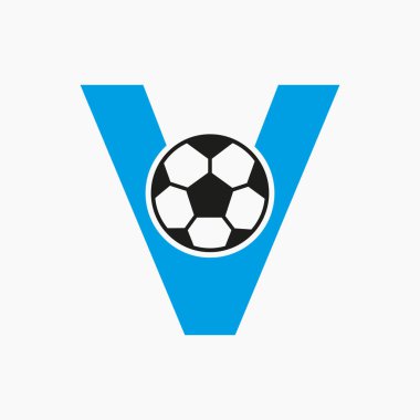 İlk Harf V Futbol Logosu. Futbol Logosu Tasarım Vektörü Şablonu