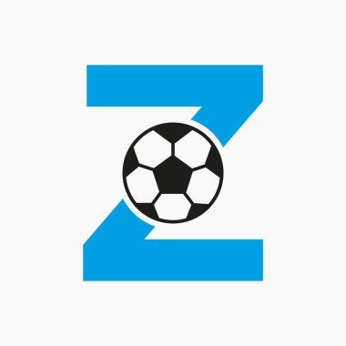 Baş harf Z Futbol Logosu. Futbol Logosu Tasarım Vektörü Şablonu