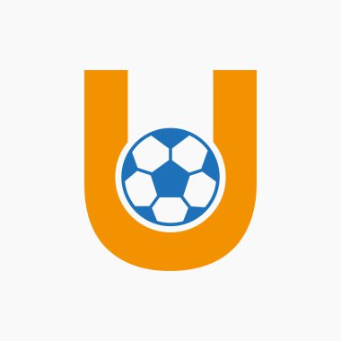 İlk Harf U Futbol Logosu. Futbol Logosu Tasarım Vektörü Şablonu