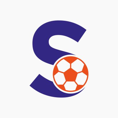 S harfinin baş harfi futbol logosu. Futbol Logosu Tasarım Vektörü Şablonu