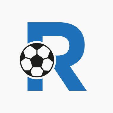 Baş harf R Futbol Logosu. Futbol Logosu Tasarım Vektörü Şablonu