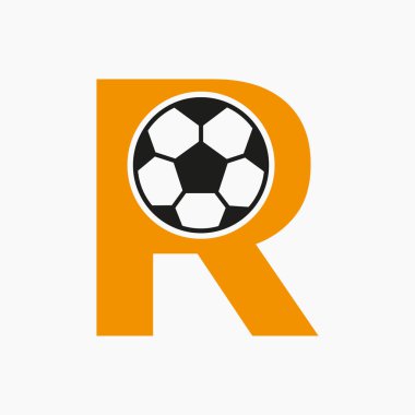 Baş harf R Futbol Logosu. Futbol Logosu Tasarım Vektörü Şablonu