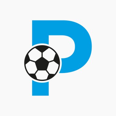 Baş harf P Futbol Logosu. Futbol Logosu Tasarım Vektörü Şablonu