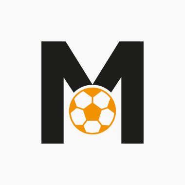 Baş harf M Futbol Logosu. Futbol Logosu Tasarım Vektörü Şablonu