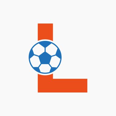 Baş harf L Futbol Logosu. Futbol Logosu Tasarım Vektörü Şablonu