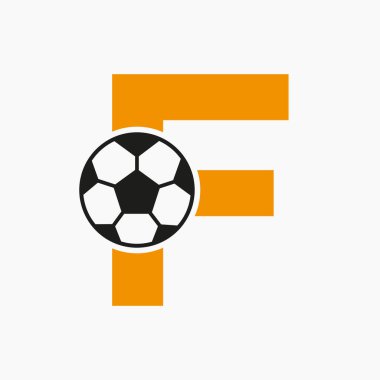 Baş harfi F Futbol Logosu. Futbol Logosu Tasarım Vektörü Şablonu