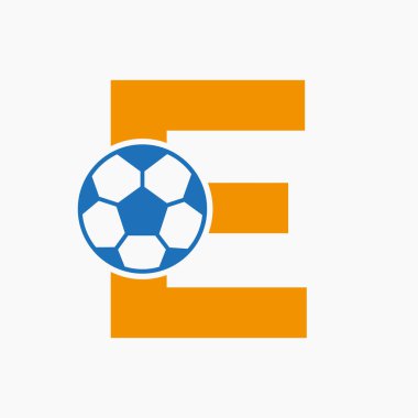 Baş harf E Futbol Logosu. Futbol Logosu Tasarım Vektörü Şablonu