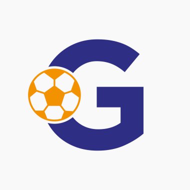 Baş harf G Futbol Logosu. Futbol Logosu Tasarım Vektörü Şablonu