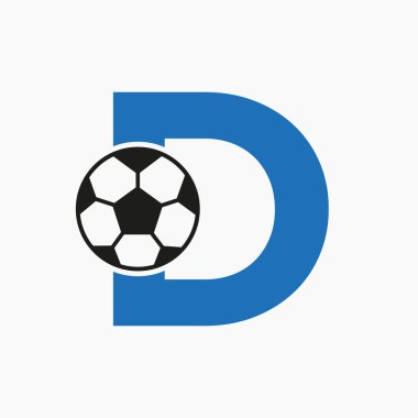 Baş harf D Futbol Logosu. Futbol Logosu Tasarım Vektörü Şablonu