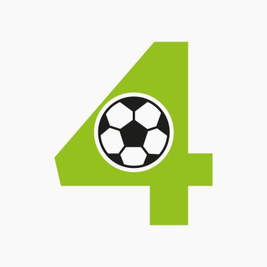 İlk Harf 4 Futbol Logosu. Futbol Logosu Tasarım Vektörü Şablonu
