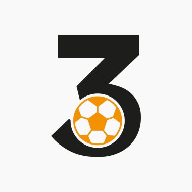 İlk Harf 3 Futbol Logosu. Futbol Logosu Tasarım Vektörü Şablonu