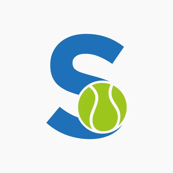 网球标志上的字母S网球体育学院 俱乐部标志签名 — 图库矢量图片