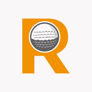 R harfinde Golf Logosu. Hokey Akademisi işareti, Kulüp Sembolü.