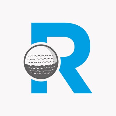 R harfinde Golf Logosu. Hokey Akademisi işareti, Kulüp Sembolü.