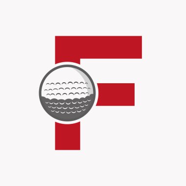 F harfi üzerinde golf logosu. İlk Hokey Akademisi işareti, Kulüp Sembolü.