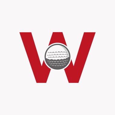 W harfinde Golf Logosu. İlk Hokey Akademisi Tabelası, Kulüp Sembolü.