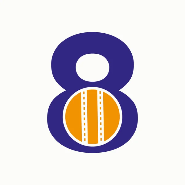 8文字目のクリケットロゴ クリケットクラブシンボル — ストックベクタ
