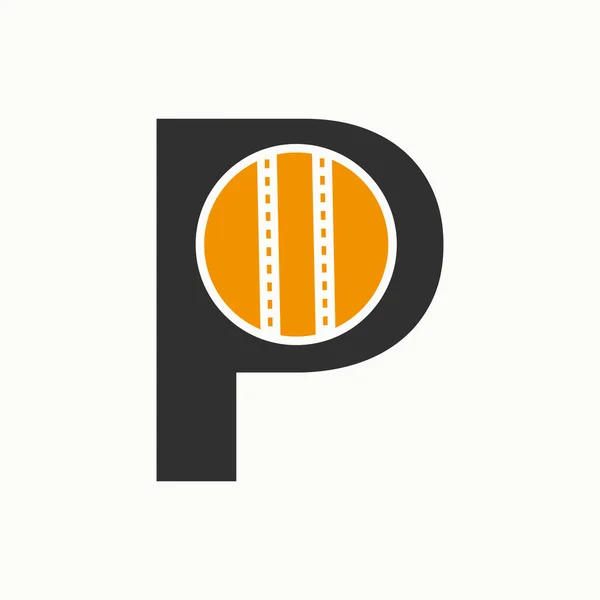 字母P概念上的板球标志 板球俱乐部的象征 — 图库矢量图片