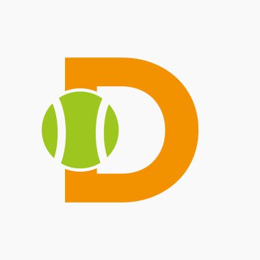 D harfi üzerindeki tenis logosu. Tenis Spor Logotype Sembol Vektör Şablonu