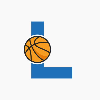 Basketbol logosu L harfi üzerinde. Basket Kulübü Sembol Vektör Şablonu