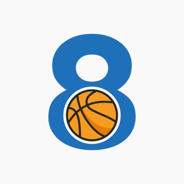 Basketbol logosu 8. Mektup kavramında. Basket Kulübü Sembol Vektör Şablonu