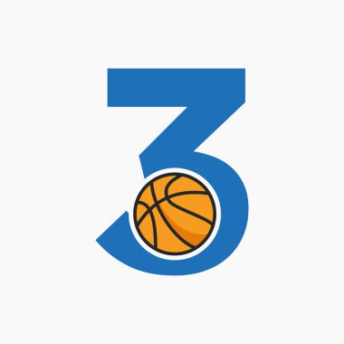 Basketbol logosu 3. mektup konseptinde. Basket Kulübü Sembol Vektör Şablonu