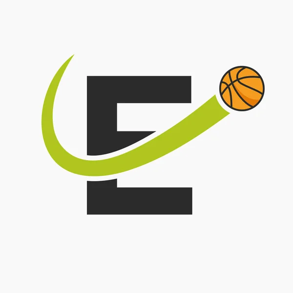 Harfi Üzerinde Basketbol Logosu Basket Kulübü Sembol Vektör Şablonu — Stok Vektör