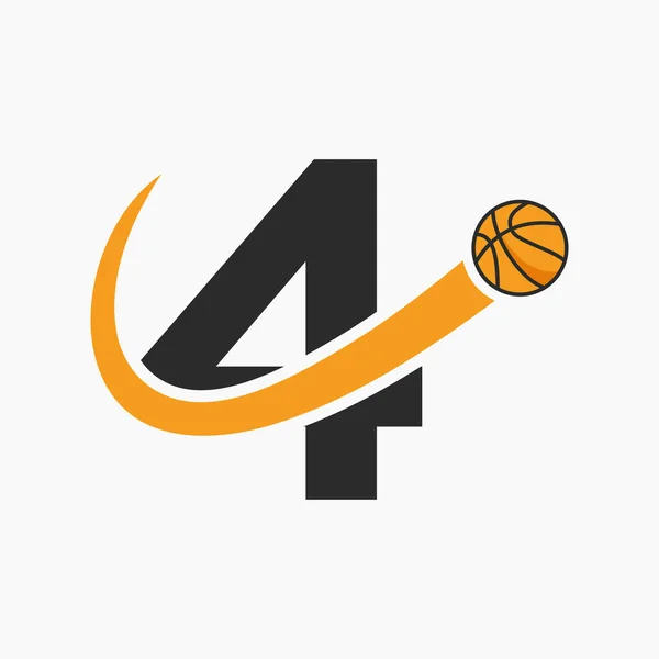 Harf Üzerindeki Basketbol Logosu Basket Kulübü Sembol Vektör Şablonu — Stok Vektör