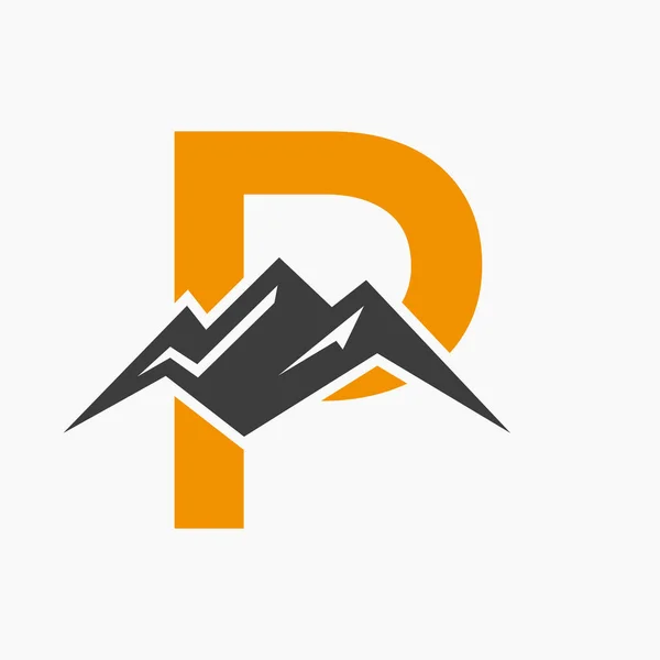 Letter Mount Logo Mountain Nature Landscape Logo Combine Hill Icon — Stock Vector