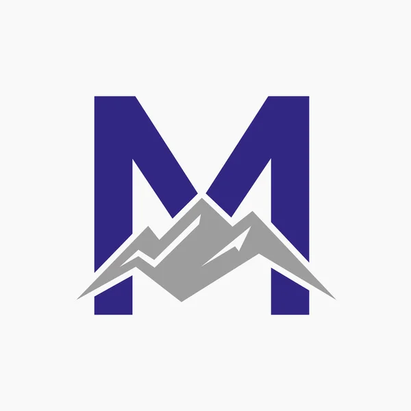 Brief Mount Logo Mountain Nature Landschap Logo Combineer Met Hill — Stockvector