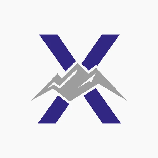 Písmeno Mount Logo Logo Krajiny Horské Přírody Kombinaci Ikonou Šablonou — Stockový vektor