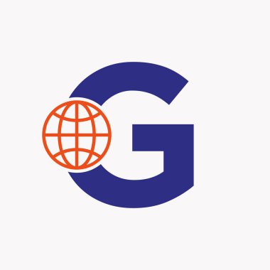 G harfi küresel logo tasarımı. Genel Logotype Sembol Vektör Şablonu