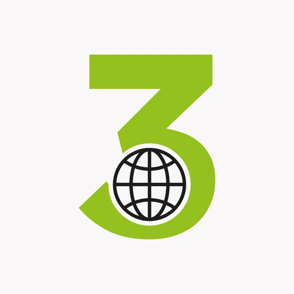 字母3全球标志设计 全局标识符号向量模板 — 图库矢量图片