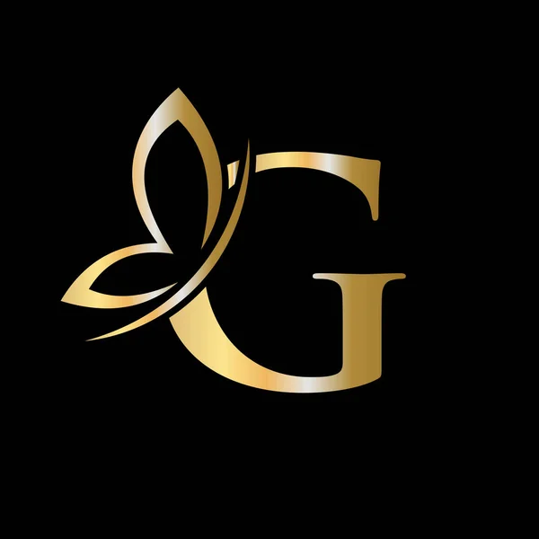 Letter Butterfly Logo Concept Luxury Beauty Spa Fashion Symbol — стоковий вектор