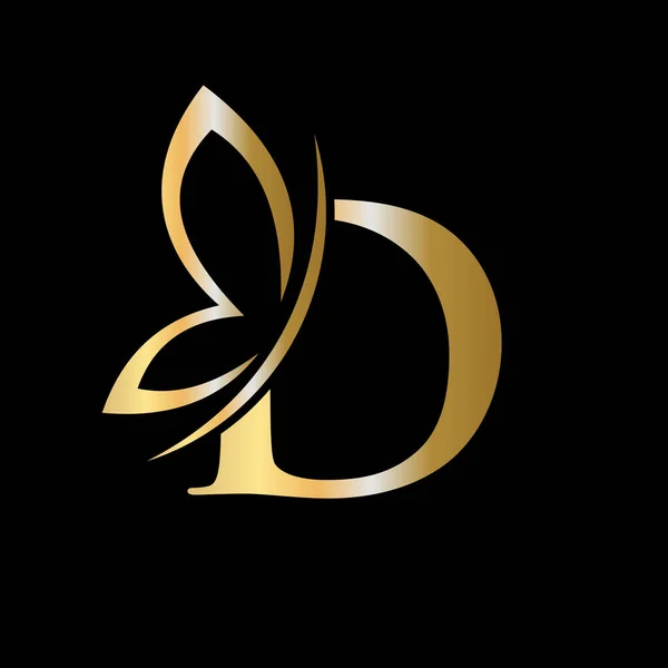Letra Mariposa Logo Concepto Para Lujo Belleza Spa Símbolo Moda — Vector de stock