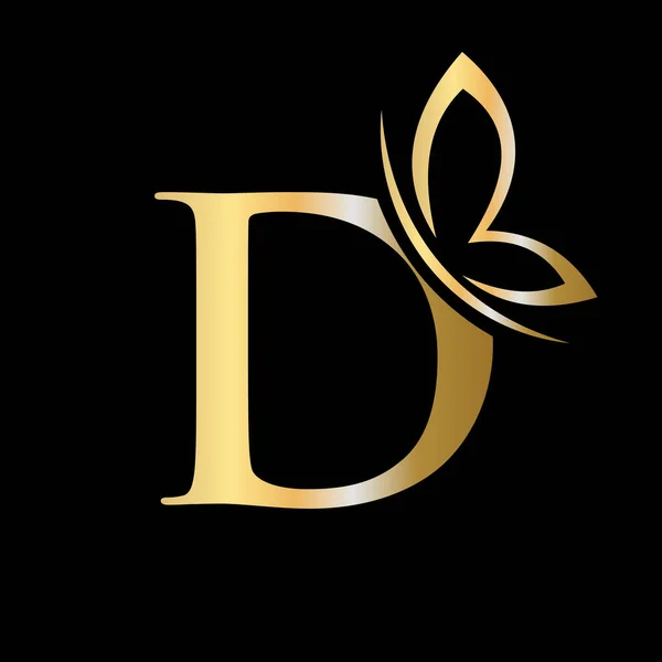 Letter Butterfly Logo Concept Voor Luxe Schoonheid Spa Fashion Symbool — Stockvector