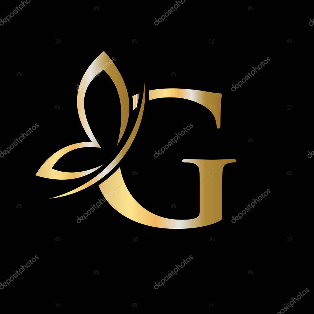 Letter G Butterfly Logo Concept For Luxury, Beauty, Spa and Fashion Symbol
