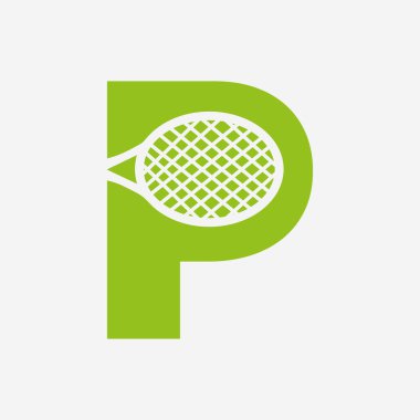 P Padel Tenis Logosu. Padel Raket Logo Tasarımı. Plaj Masası Tenis Kulübü Sembolü