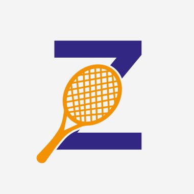 Z Padel Tenis Logosu. Padel Raket Logo Tasarımı. Plaj Masası Tenis Kulübü Sembolü