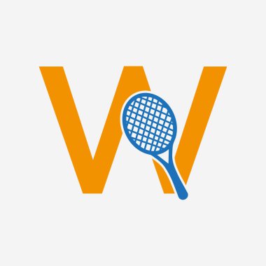 W Padel Tenis Logosu. Padel Raket Logo Tasarımı. Plaj Masası Tenis Kulübü Sembolü