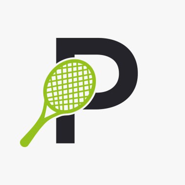 P Padel Tenis Logosu. Padel Raket Logo Tasarımı. Plaj Masası Tenis Kulübü Sembolü