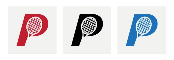 Letter Padel Tennis Logo Padel Racket Logo Design Beach Table — Stock Vector