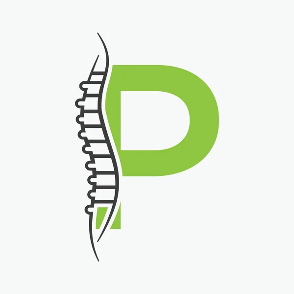 List Ortopedyczny Projekt Logo Zdrowia Kości Tylną Ikoną Kości Logo — Wektor stockowy