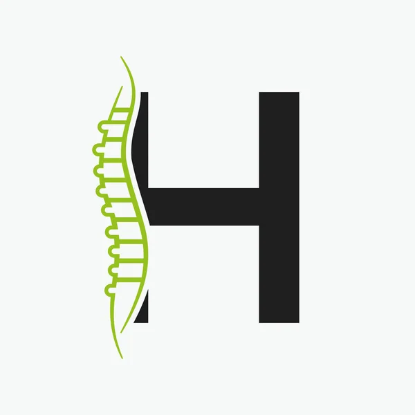 字母H骨科健康骨标志设计与后骨图标 骨健康标志签名 — 图库矢量图片