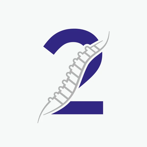 手紙2背骨アイコンと整形外科健康骨のロゴデザイン 骨の健康ロゴサイン — ストックベクタ