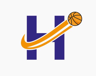 İlk harf H Basketbol Logosu Hareketli Basketbol Simgesi. Basket Topu Logosu Sembolü