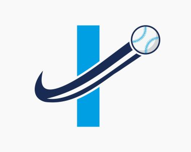 İlk Harf I Beyzbol Logosu Taşıyıcı Beyzbol Simgesi Vektör Şablonu