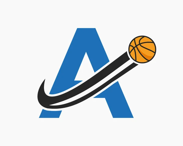 Initial Letter Basketball Logo Concept Moving Basketball Icon Basket Ball — Stock Vector
