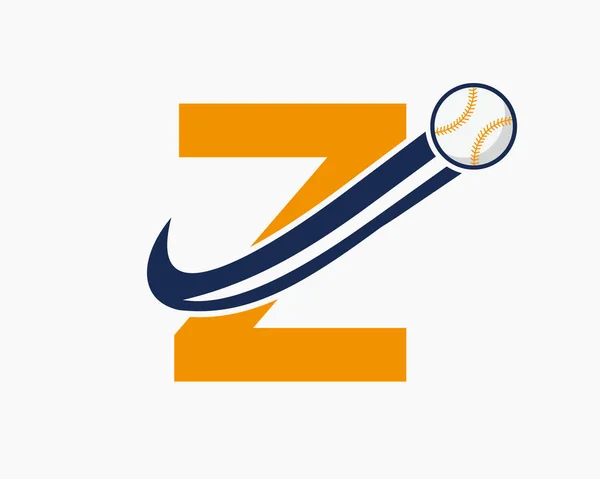 Initial Letter Baseball Logo Concept Moving Baseball Icon Vector Template — Stock Vector