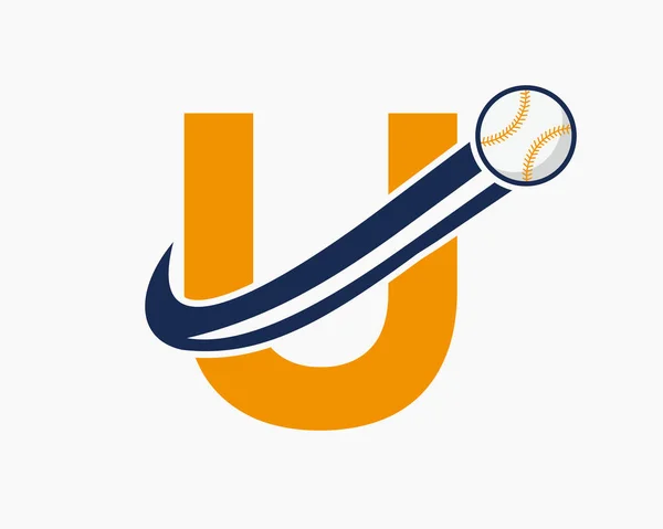 Lettera Iniziale Baseball Logo Concept Con Modello Commovente Del Vettore — Vettoriale Stock
